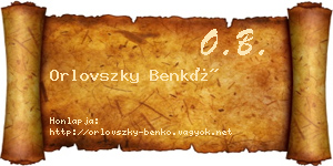 Orlovszky Benkő névjegykártya